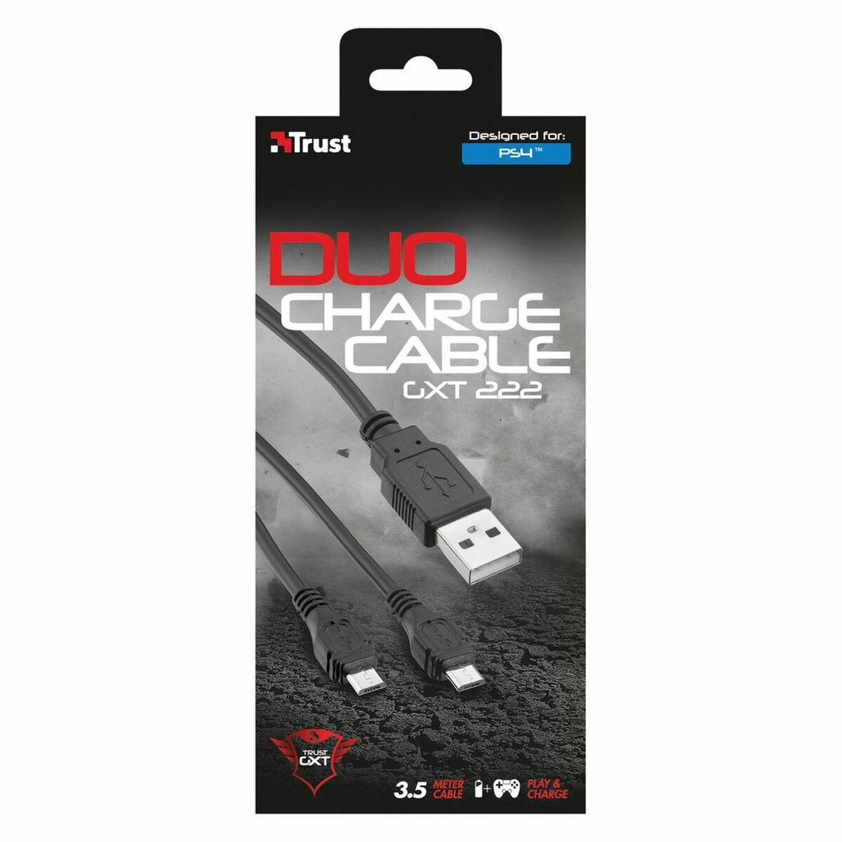 USB to mikro USB kabelis Trust GXT 222 Melns